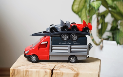 Toy Car Mercedes-Benz Sprinter tow truck with carriage (red), Tigres (97402) / Toy Transport № 3 Kids Republic Toy Car Mercedes-Benz Sprinter tow truck with carriage (red), Tigres (97402) / Toy Transport № 3
