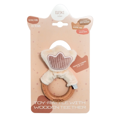 Toy - rattle with a wooden rodent crown, ELFIKI (05521) / Rattles Kids Republic Toy - rattle with a wooden rodent crown, ELFIKI (05521) / Rattles