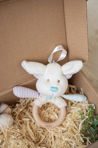 Toy - a rattle with a wooden rodent Elfik Puffy, ELFIKI (04845) / Rattles № 5 Kids Republic Toy - a rattle with a wooden rodent Elfik Puffy, ELFIKI (04845) / Rattles № 5