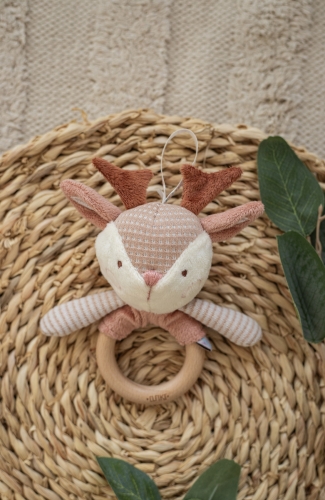 Toy - a rattle with a wooden rodent Ruby roe deer, ELFIKI (04869) / Rattles № 4 Kids Republic Toy - a rattle with a wooden rodent Ruby roe deer, ELFIKI (04869) / Rattles № 4