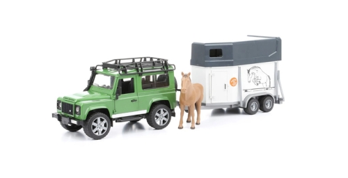 Toy car Van - Land Rover Defender Station Wagon with horse trailer and 1 horse, Bruder (25922) / Toy Transport № 2 Kids Republic Toy car Van - Land Rover Defender Station Wagon with horse trailer and 1 horse, Bruder (25922) / Toy Transport № 2