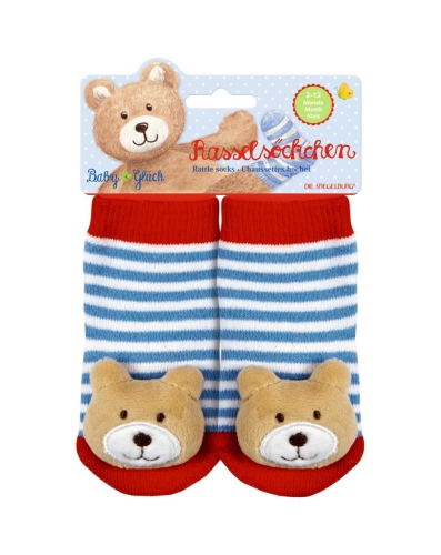 Шкарпетки з брязкальцем Ведмедик, серія BabyGluck (2-12міс), Spiegelburg (37999) / Дитячий одяг Kids Republic Шкарпетки з брязкальцем Ведмедик, серія BabyGluck (2-12міс), Spiegelburg (37999) / Дитячий одяг