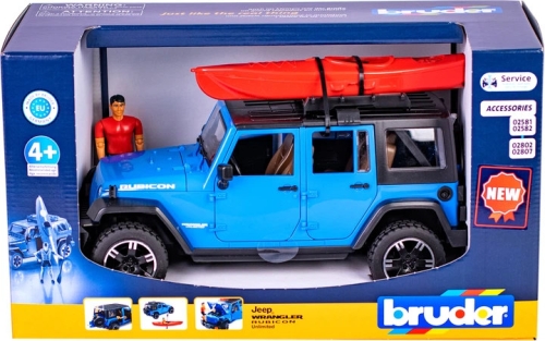 Набір іграшковий. Автомобіль Jeep Wrangler Rubicon Unlimited з каяком та фігуркою, Bruder (25298) / Ігрові набори № 7