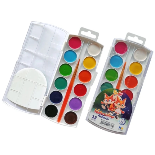 Watercolor 12 col., z/p, plastic, Foxes, RUDIX, Gamma (18364) / Drawing № 2 Kids Republic Watercolor 12 col., z/p, plastic, Foxes, RUDIX, Gamma (18364) / Drawing № 2