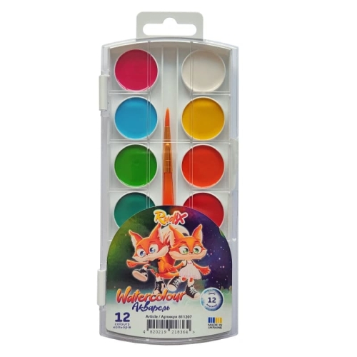 Watercolor 12 col., z/p, plastic, Foxes, RUDIX, Gamma (18364) / Drawing Kids Republic Watercolor 12 col., z/p, plastic, Foxes, RUDIX, Gamma (18364) / Drawing