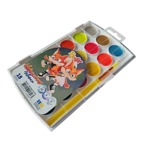 Watercolor 12+3+3 col. pearl,, fluor,, class., z/p, plastic, RUDIX, Gamma (18463) / Drawing № 2 Kids Republic Watercolor 12+3+3 col. pearl,, fluor,, class., z/p, plastic, RUDIX, Gamma (18463) / Drawing № 2