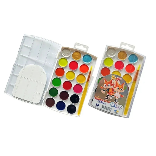 Watercolor 12+3+3 col. pearl,, fluor,, class., z/p, plastic, RUDIX, Gamma (18463) / Drawing № 3 Kids Republic Watercolor 12+3+3 col. pearl,, fluor,, class., z/p, plastic, RUDIX, Gamma (18463) / Drawing № 3