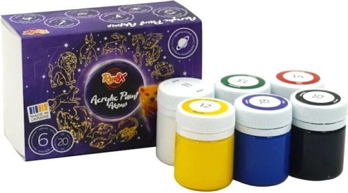 Acrylic paint set 6*20 ml, RUDIX, Gamma (19019) / Drawing Kids Republic Acrylic paint set 6*20 ml, RUDIX, Gamma (19019) / Drawing