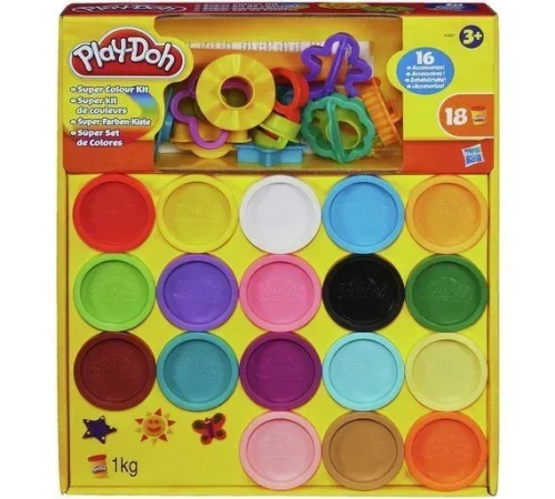 Play-Doh Набор пластилина Набор супер цветов 18 баночек, Hasbro (29226) / Лепка № 2 Kids Republic Play-Doh Набор пластилина Набор супер цветов 18 баночек, Hasbro (29226) / Лепка № 2