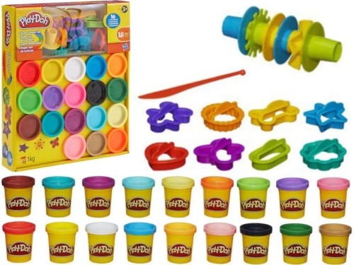 Play-Doh Набор пластилина Набор супер цветов 18 баночек, Hasbro (29226) / Лепка Kids Republic Play-Doh Набор пластилина Набор супер цветов 18 баночек, Hasbro (29226) / Лепка