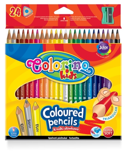 Олівці кольорові трикутні 24 кол., чинка, Colorino (57462) / Малювання