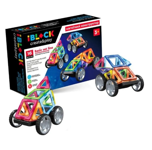 Magnetic constructor IBLOCK 16 parts, Toyland (PL-923-527) / Constructors № 3