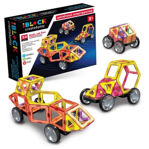 Magnetic constructor IBLOCK 32 parts, Toyland (PL-923-528) / Constructors
