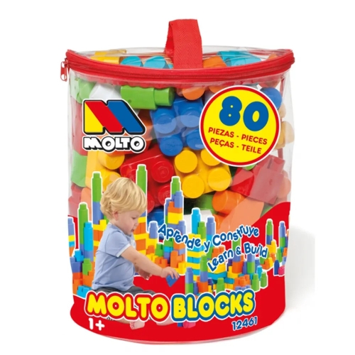 Kids designer with large parts Blocks (80 pcs) in a bag, red, Molto (12461) / Constructors