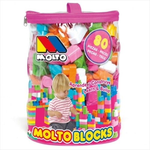 Kids designer with large parts Blocks (80 pcs) in a bag, pink, Molto (13461) / Constructors Kids Republic Kids designer with large parts Blocks (80 pcs) in a bag, pink, Molto (13461) / Constructors