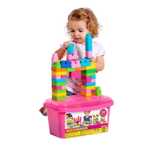 Constructor with large details in a box Blocks (35 pcs) pink, Molto (16466) / Constructors № 2