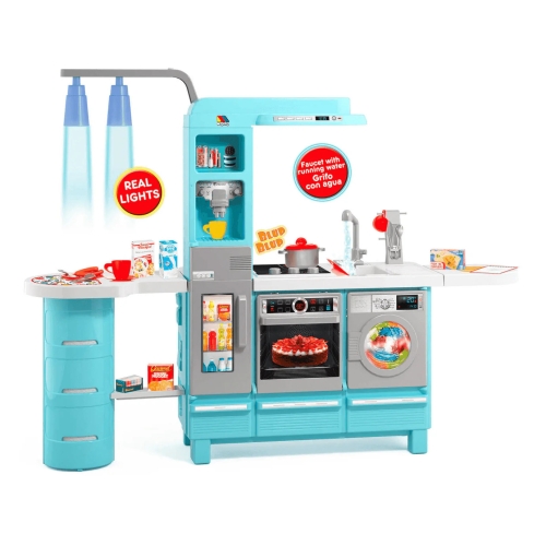 Дитяча ігрова кухня Gourmet Kitchen зі світлом та звуковими ефектами, 28 предметів, блакитна, Molto (22170) / Кухні ігрові