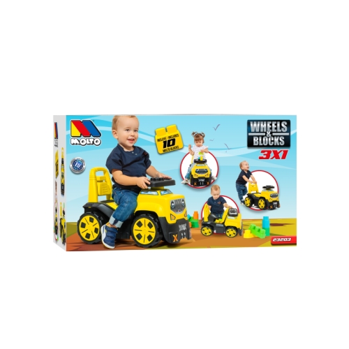 All-terrain vehicle toy car with blocks, 10pcs, yellow, Molto (23203) / Wheelchair Toys № 7