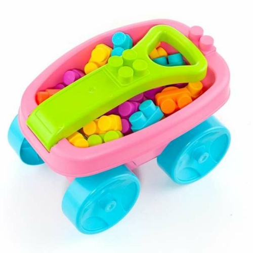 Игровая тележка с конструктором (20 деталей) розовая, Molto (23461) / Конструкторы № 8