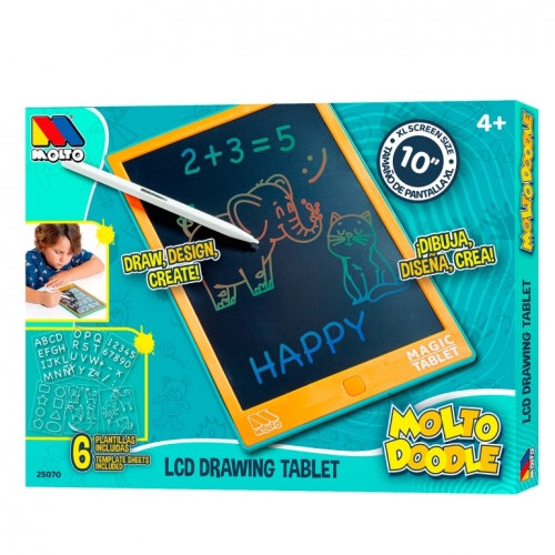 Графічний LCD-планшет 10 дюймів з картками-трафаретами, Molto (25070) / Інтерактивні іграшки № 3 Kids Republic Графічний LCD-планшет 10 дюймів з картками-трафаретами, Molto (25070) / Інтерактивні іграшки № 3