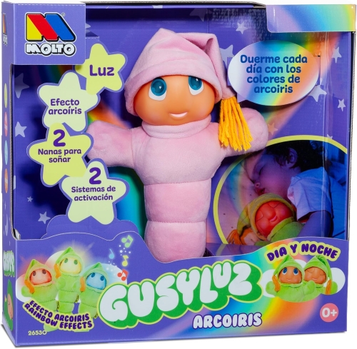 Gusyluz Arcoiris soft interactive nightlight toy, pink, Molto (26531) / Interactive Toys