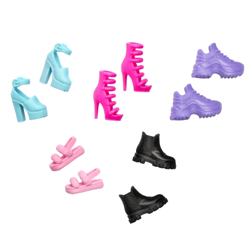 Набор из 5 пар стильной обуви Barbie, Mattel (21370) / Куклы Kids Republic Набор из 5 пар стильной обуви Barbie, Mattel (21370) / Куклы