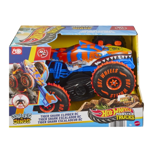 HOT WHEELS® Monster Truck 1:15 Scale Radio Controlled Off-Road Vehicle TIGER SHARK CLIMBER, Mattel (JFR39) / Toy Transport № 10