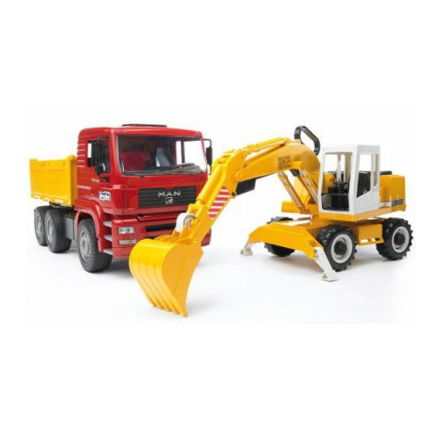 Toy set. MAN TGA dump truck and articulated road loader FR 130, Bruder (27520) / Toys Kids Republic Toy set. MAN TGA dump truck and articulated road loader FR 130, Bruder (27520) / Toys