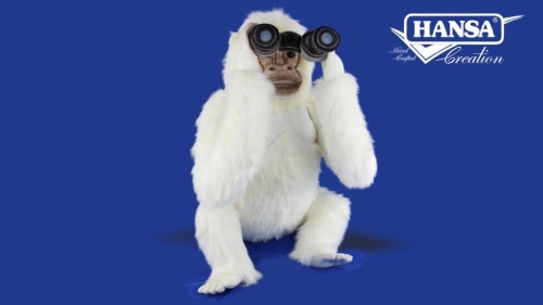 Анимированная мягкая игрушка Горилла альбинос с биноклем высота 86см, Hansa (08914) / Большие мягкие игрушки № 2