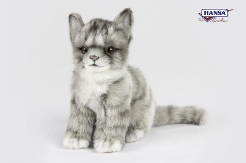 Мяка іграшка Кошеня жакардове сіре, що сидить висота 19см, Hansa (71772) / Мякі іграшки № 2