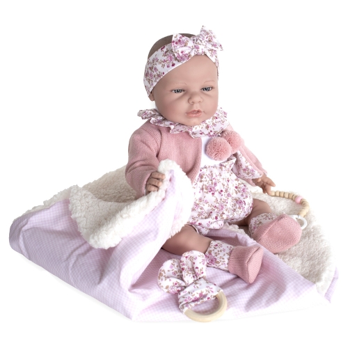 Лялька у рожевому одязі з повязкою, 45см, Munecas De Cuna (43243) / Ляльки