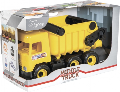 Авто Middle truck самоскид (жовтий) в коробці, Tigres (94906) / Іграшки № 2 Kids Republic Авто Middle truck самоскид (жовтий) в коробці, Tigres (94906) / Іграшки № 2