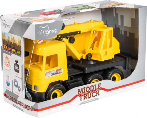 Авто Middle truck кран (жовтий) в коробці, Tigres (94913) / Іграшки № 2 Kids Republic Авто Middle truck кран (жовтий) в коробці, Tigres (94913) / Іграшки № 2