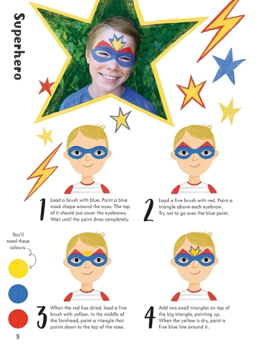 Книга для розмальовуваня обличчя легкі схеми та дизайн, Usborne (86465) / Іграшки № 2