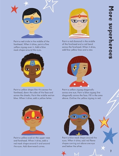 Книга для розмальовуваня обличчя легкі схеми та дизайн, Usborne (86465) / Іграшки № 3