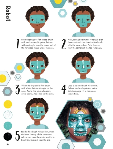 Книга для розмальовуваня обличчя легкі схеми та дизайн, Usborne (86465) / Іграшки № 4