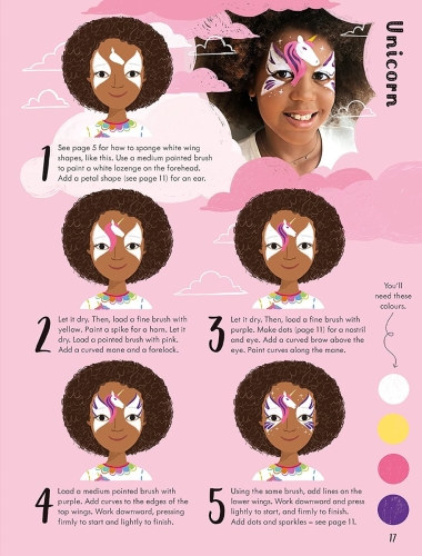 Книга для розмальовуваня обличчя легкі схеми та дизайн, Usborne (86465) / Іграшки № 5