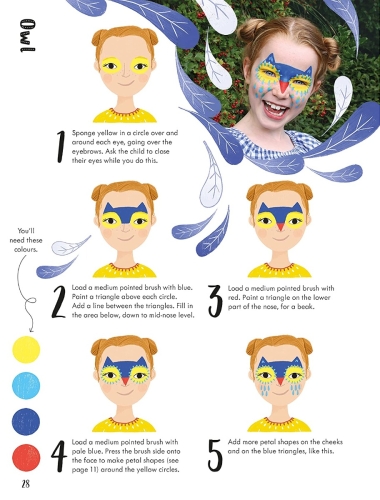 Книга для розмальовуваня обличчя легкі схеми та дизайн, Usborne (86465) / Іграшки № 7