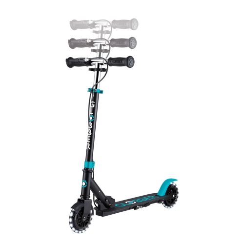 GLOBBER scooter of the FLOW ELEMENT JUNIOR LIGHTS series, black-turquoise, wheels with lights. 50 kg 3+ (729-105) / Balance Bikes № 3 Kids Republic GLOBBER scooter of the FLOW ELEMENT JUNIOR LIGHTS series, black-turquoise, wheels with lights. 50 kg 3+ (729-105) / Balance Bikes № 3