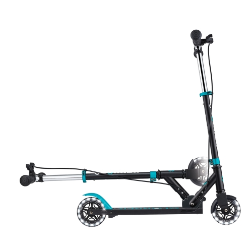 GLOBBER scooter of the FLOW ELEMENT JUNIOR LIGHTS series, black-turquoise, wheels with lights. 50 kg 3+ (729-105) / Balance Bikes № 9 Kids Republic GLOBBER scooter of the FLOW ELEMENT JUNIOR LIGHTS series, black-turquoise, wheels with lights. 50 kg 3+ (729-105) / Balance Bikes № 9