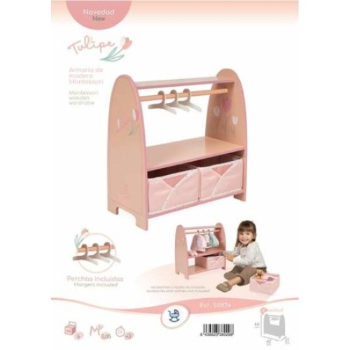 Wooden Montessori wardrobe for dolls Tulipe series, DeCuevas (55874) / Doll House Furniture № 5