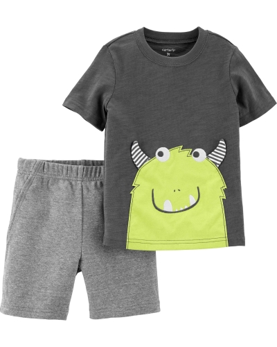 Carters Дитячий комплект футболка та шорти Зелений монстр 12M (72-76 см)