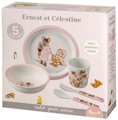 Petit Jour Paris™ Подарочный набор детской посуды 3 мая предметов Эрнест и Селестина, розовый