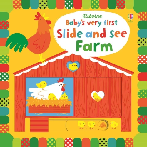 Детская книга слайдер Babys Very First Slide and See Farm, Usborne, английский с рождения 10 стр