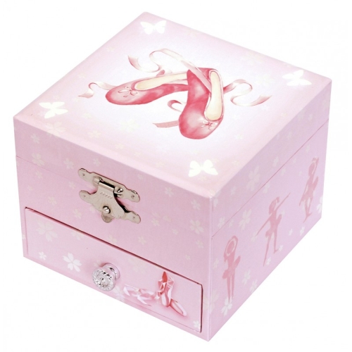 Box-cube musical Ballerinas Shoe, Trousselier, pink, with a figure of a ballerina, an art. S20975