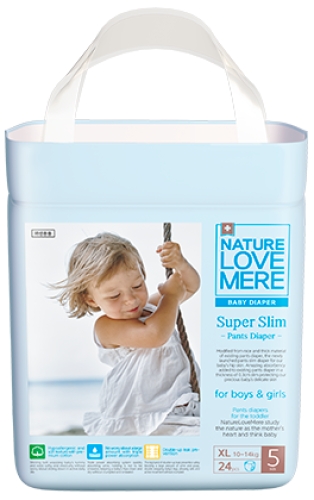 Подгузники-трусики детские Super Slim, Nature Love Mere, Размер XL [10-14 kg] 24шт