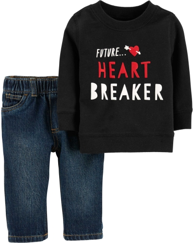 Carters Комплект дитячий футболка-лонгслів та штани День Валентина 12M (72-76 см)