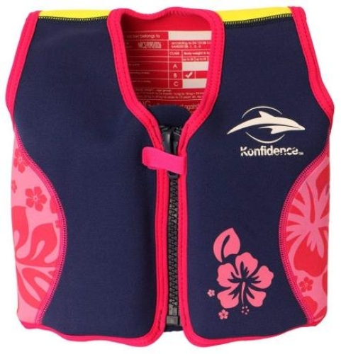 Плавательный жилет для бассейна и пляжа Original Konfidence Jackets - Navy/Pink/Hibiscus 6-7 г (KJ05-B-07)