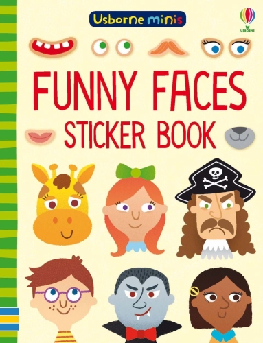 Детская книга Usborne — Книга с наклейками Смешные лица, англ. язык (9781474947664)