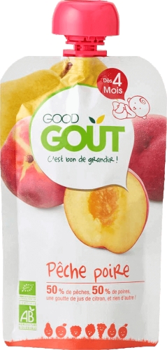 Детское фруктовое пюре GOOD GOUT Груша-Персик 120 г. / Снеки и перекус Kids Republic Детское фруктовое пюре GOOD GOUT Груша-Персик 120 г. / Снеки и перекус